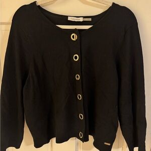 Calvin Klein Black Cardigan with Gold Accent Buttons